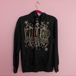 RARE World Cup Cheer Black Glitter Sweatshirt